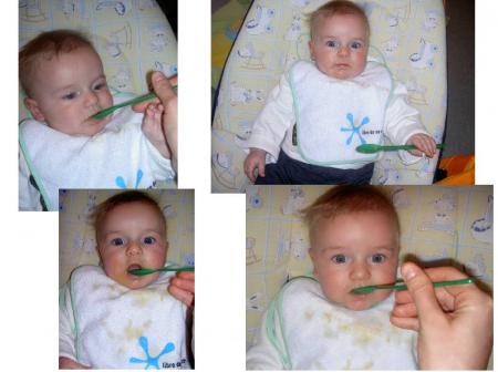 Ethan 4 mois et sa 1ere Compote